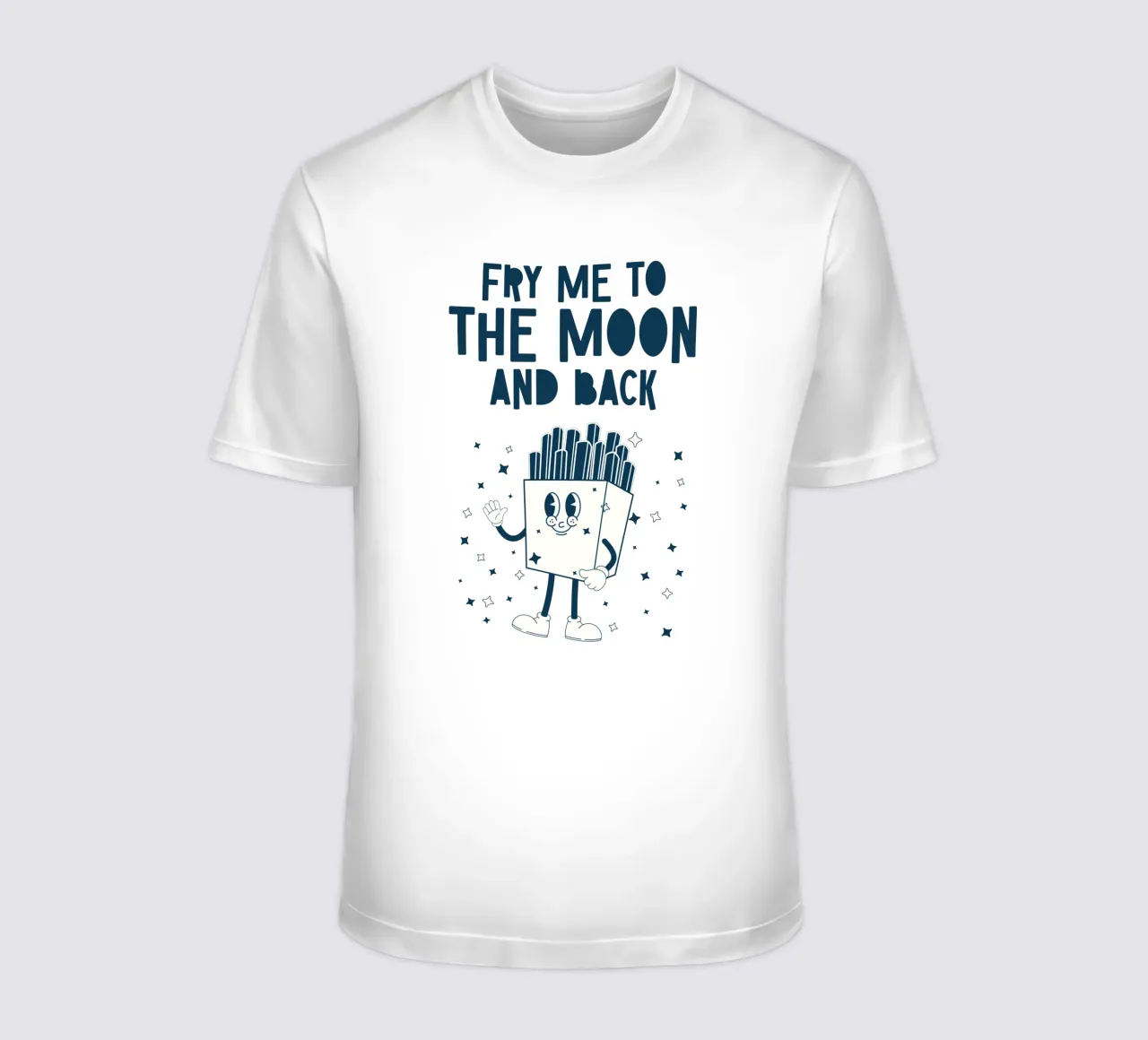 Retro Fries Character Fry Me To The Moon And Back Azul Blanco camiseta de Studio Frances M