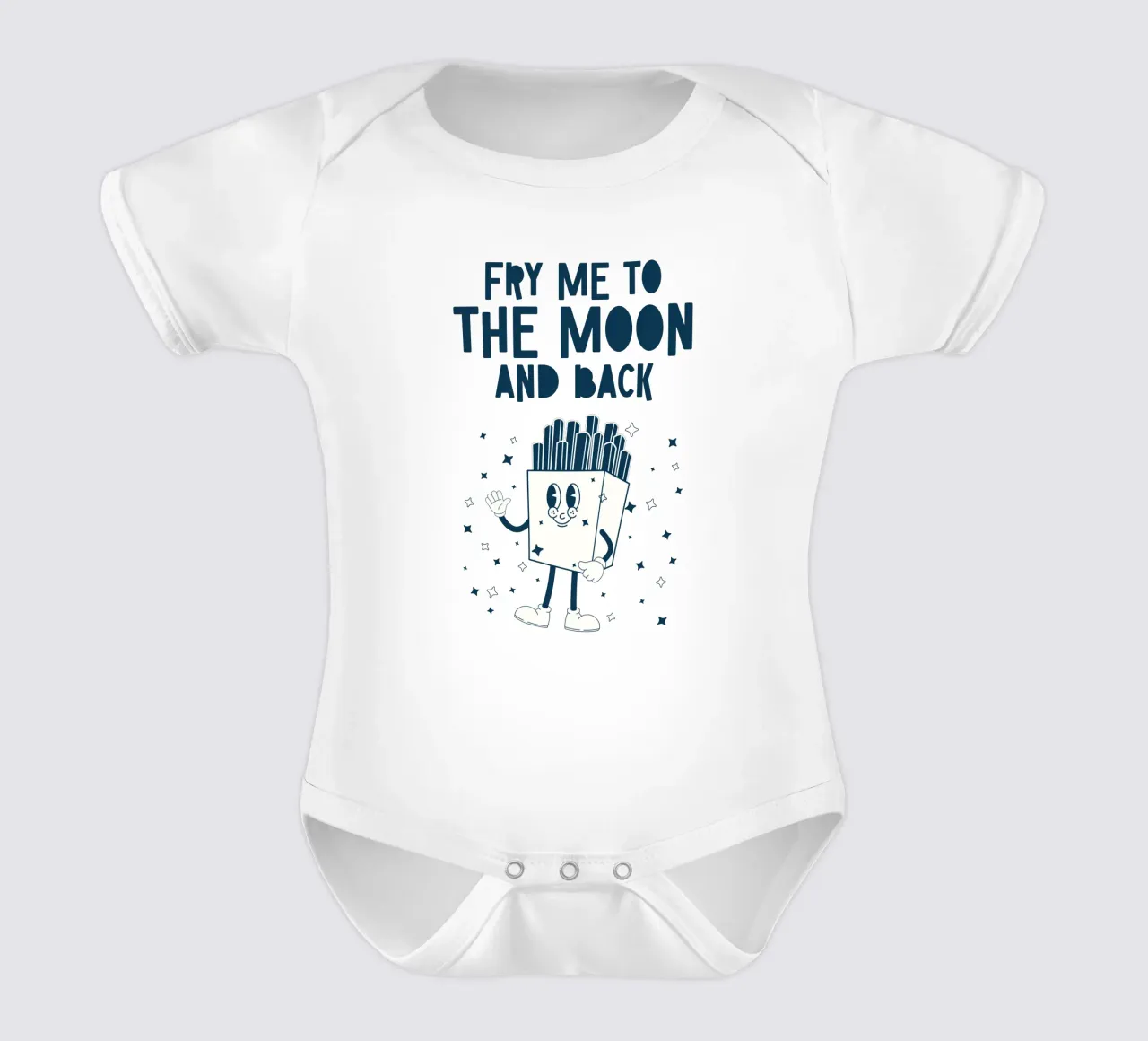 Retro Fries Character Fry Me To The Moon And Back Azul Blanco body de bebé de Studio Frances M