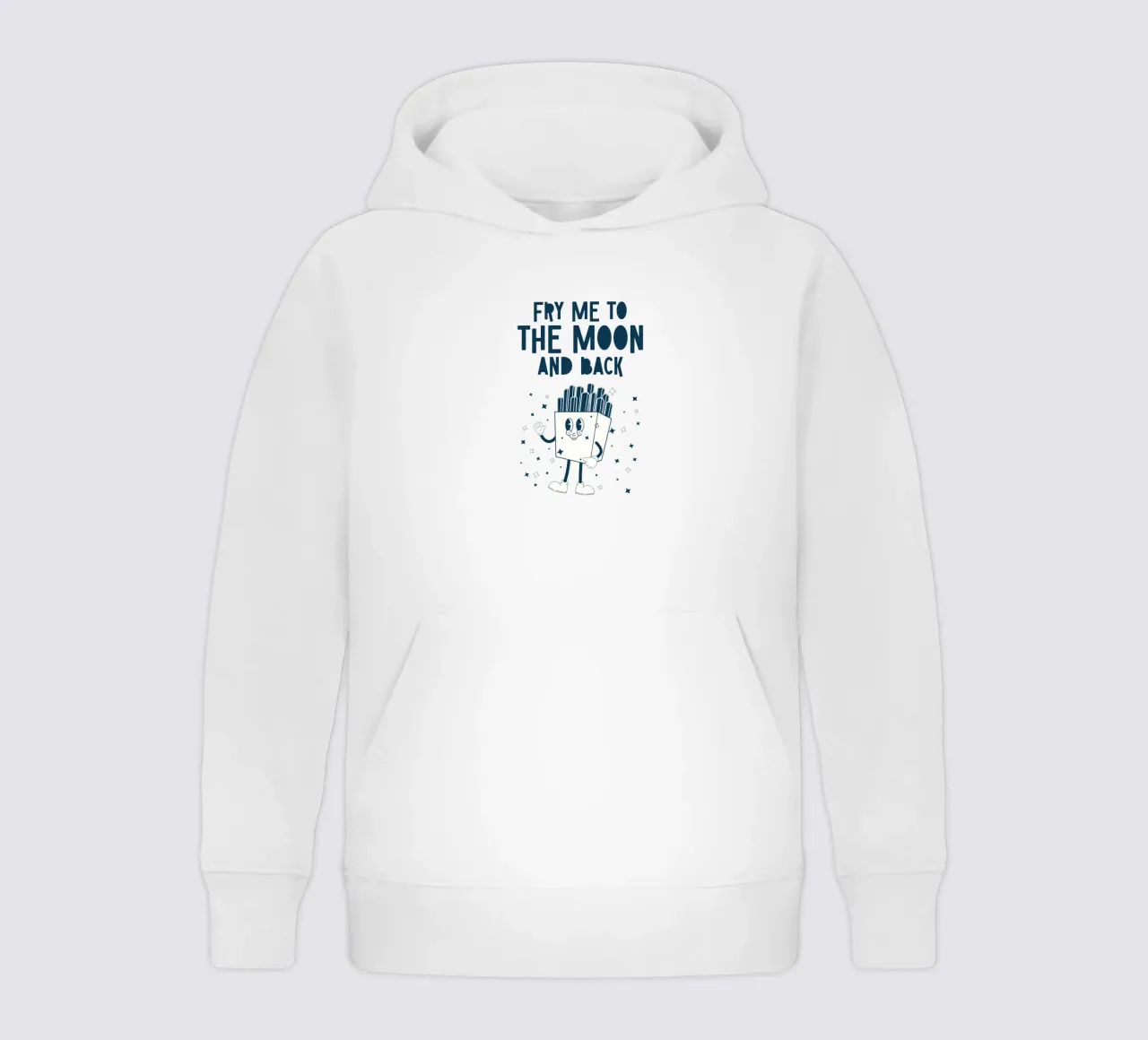 Retro Pommes Charakter Fry Me To The Moon And Back Blau Weiß Kinder Hoodie von Studio Frances M