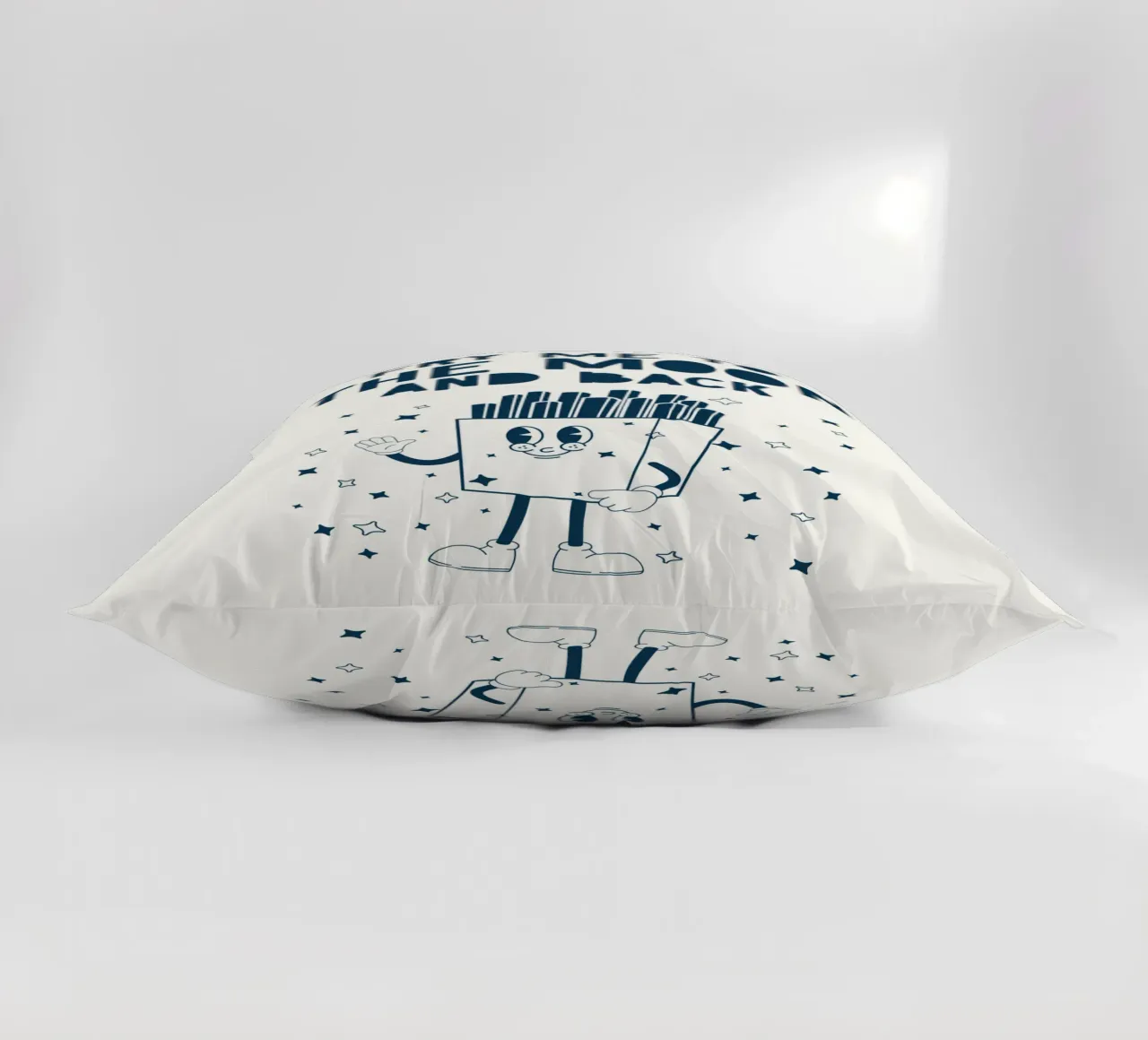 Patatine fritte retrò Personaggio Fry Me To The Moon And Back Blu Bianco cuscino da Studio Frances M