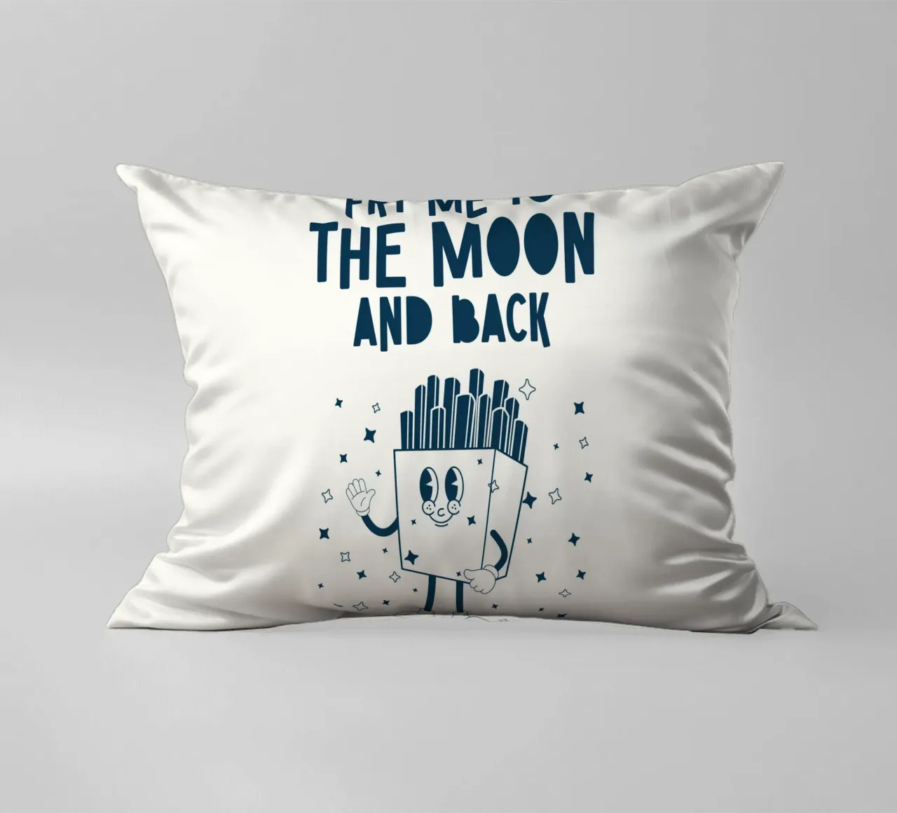 Patatine fritte retrò Personaggio Fry Me To The Moon And Back Blu Bianco cuscino da Studio Frances M