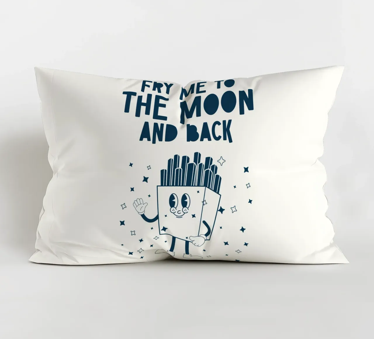 Patatine fritte retrò Personaggio Fry Me To The Moon And Back Blu Bianco cuscino da Studio Frances M