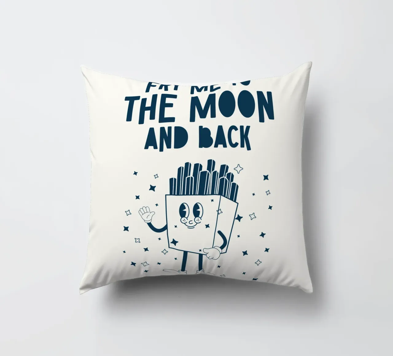 Patatine fritte retrò Personaggio Fry Me To The Moon And Back Blu Bianco cuscino da Studio Frances M