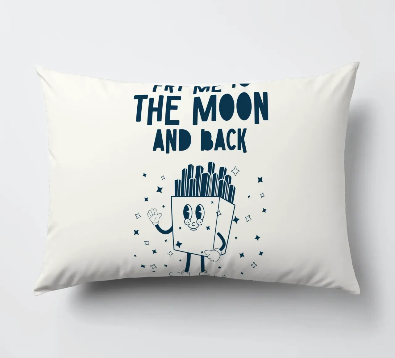 Patatine fritte retrò Personaggio Fry Me To The Moon And Back Blu Bianco cuscino da Studio Frances M