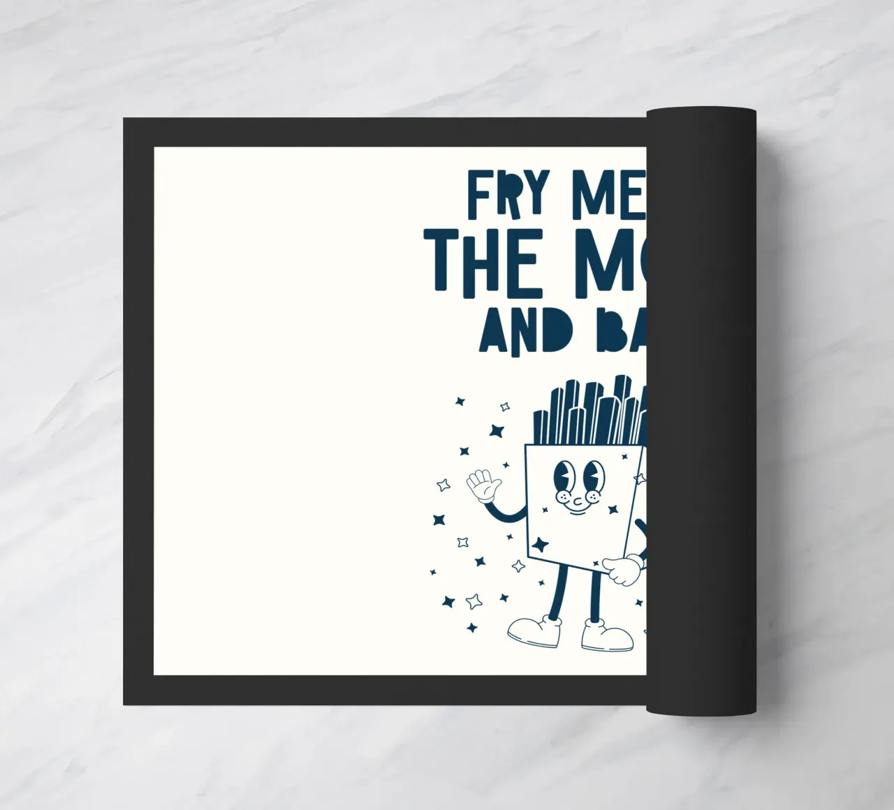 Retro Fries Character Fry Me To The Moon And Back Azul Blanco felpudo de Studio Frances M
