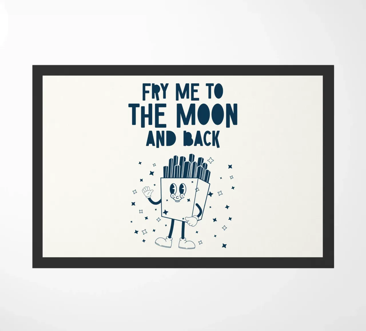 Retro Fries Character Fry Me To The Moon And Back Azul Blanco felpudo de Studio Frances M