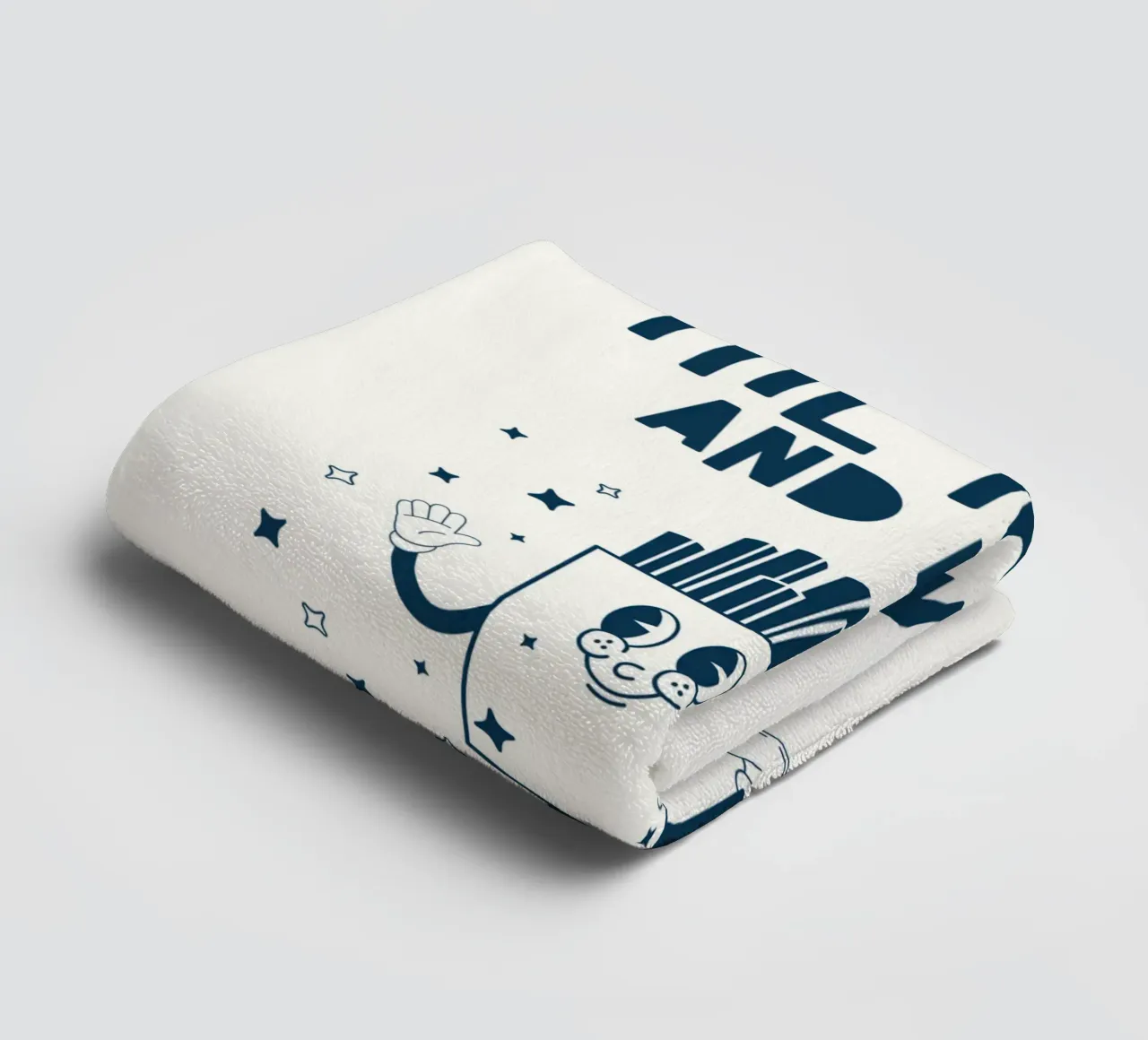Retro Fries Character Fry Me To The Moon And Back Azul Blanco toalla de baño de Studio Frances M