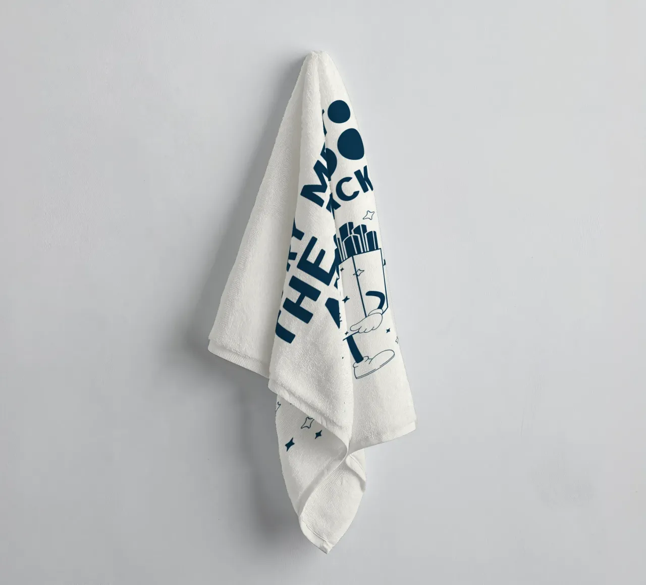Retro Fries Character Fry Me To The Moon And Back Azul Blanco toalla de baño de Studio Frances M