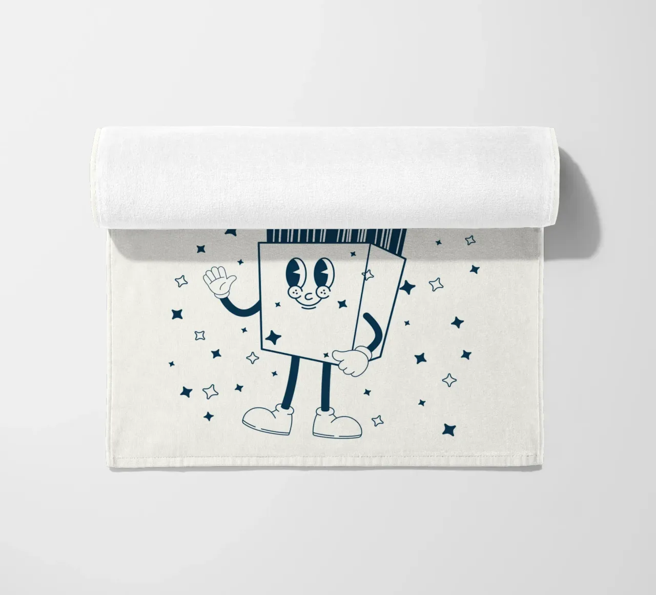 Patatine fritte retrò Personaggio Fry Me To The Moon And Back Blu Bianco telo mare da Studio Frances M