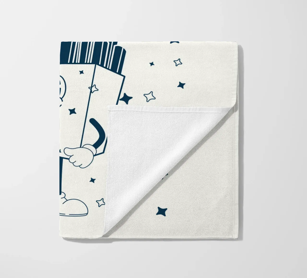 Patatine fritte retrò Personaggio Fry Me To The Moon And Back Blu Bianco telo mare da Studio Frances M