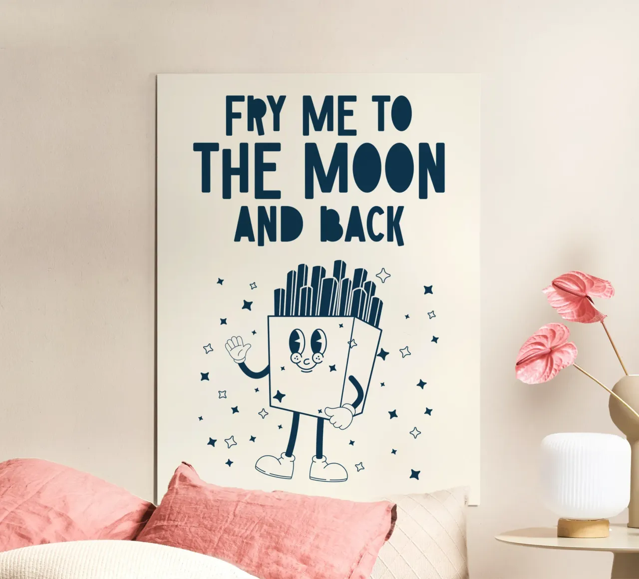 Retro Fries Character Fry Me To The Moon And Back Azul Blanco hahnemühle de Studio Frances M