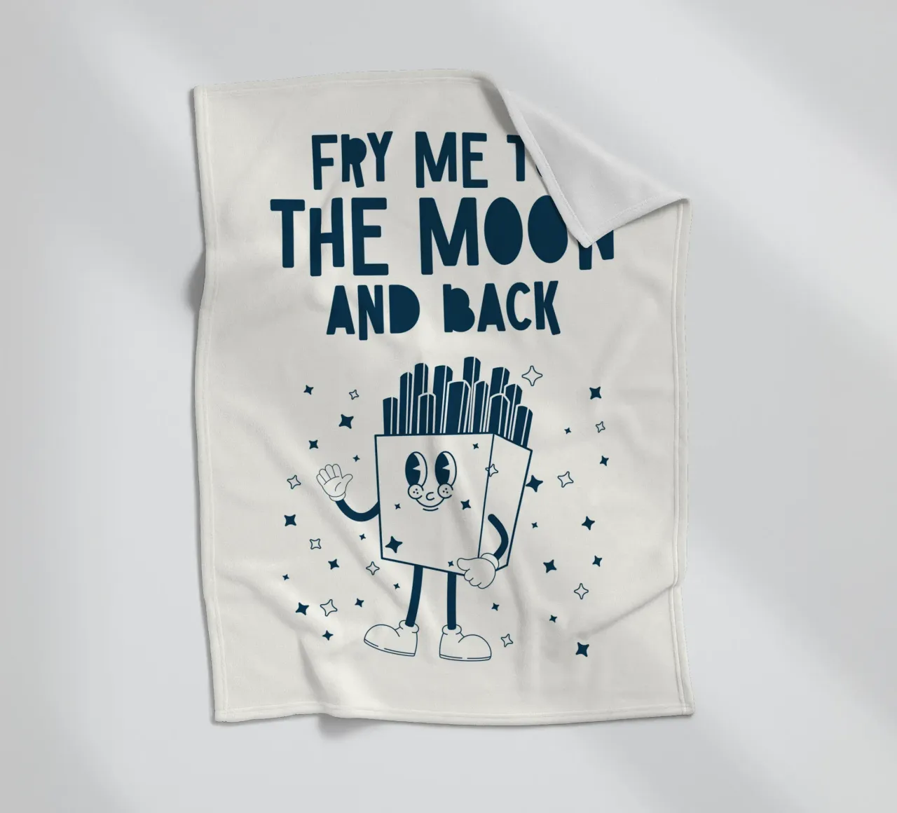Patatine fritte retrò Personaggio Fry Me To The Moon And Back Blu Bianco coperta in pile da Studio Frances M