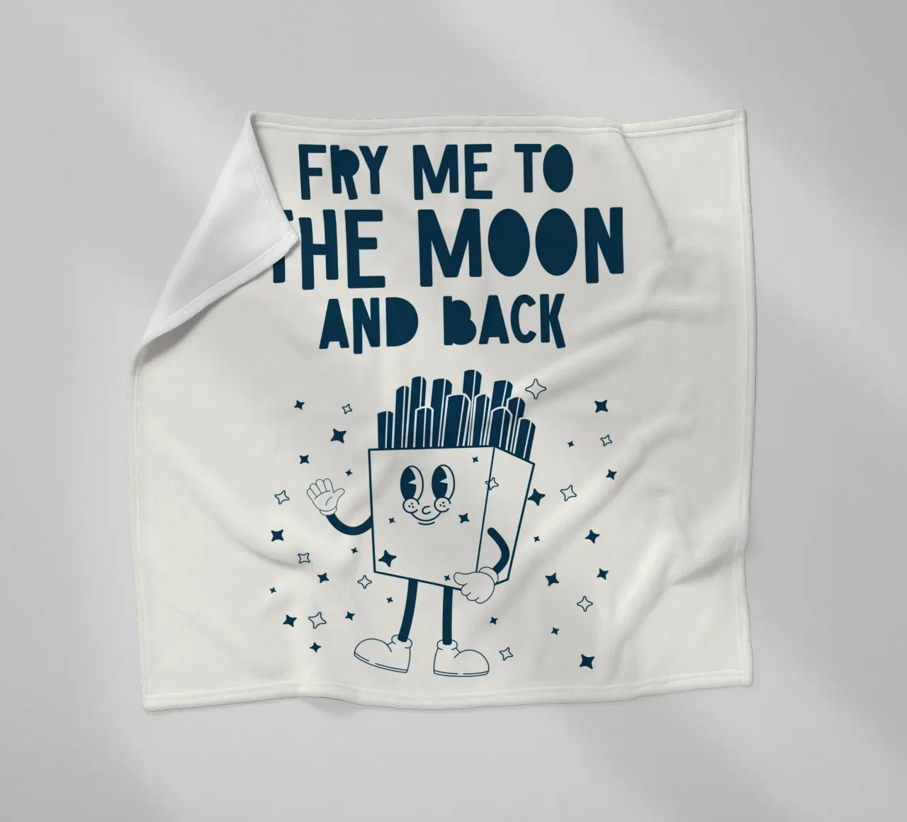 Patatine fritte retrò Personaggio Fry Me To The Moon And Back Blu Bianco coperta in pile da Studio Frances M