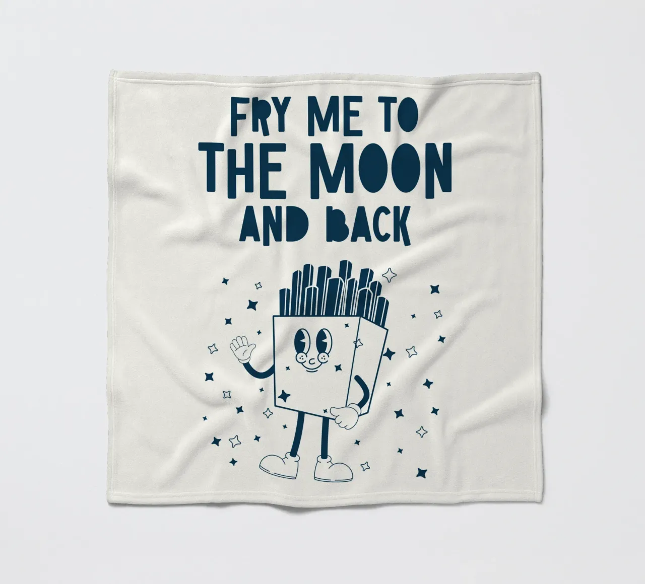 Patatine fritte retrò Personaggio Fry Me To The Moon And Back Blu Bianco coperta in pile da Studio Frances M