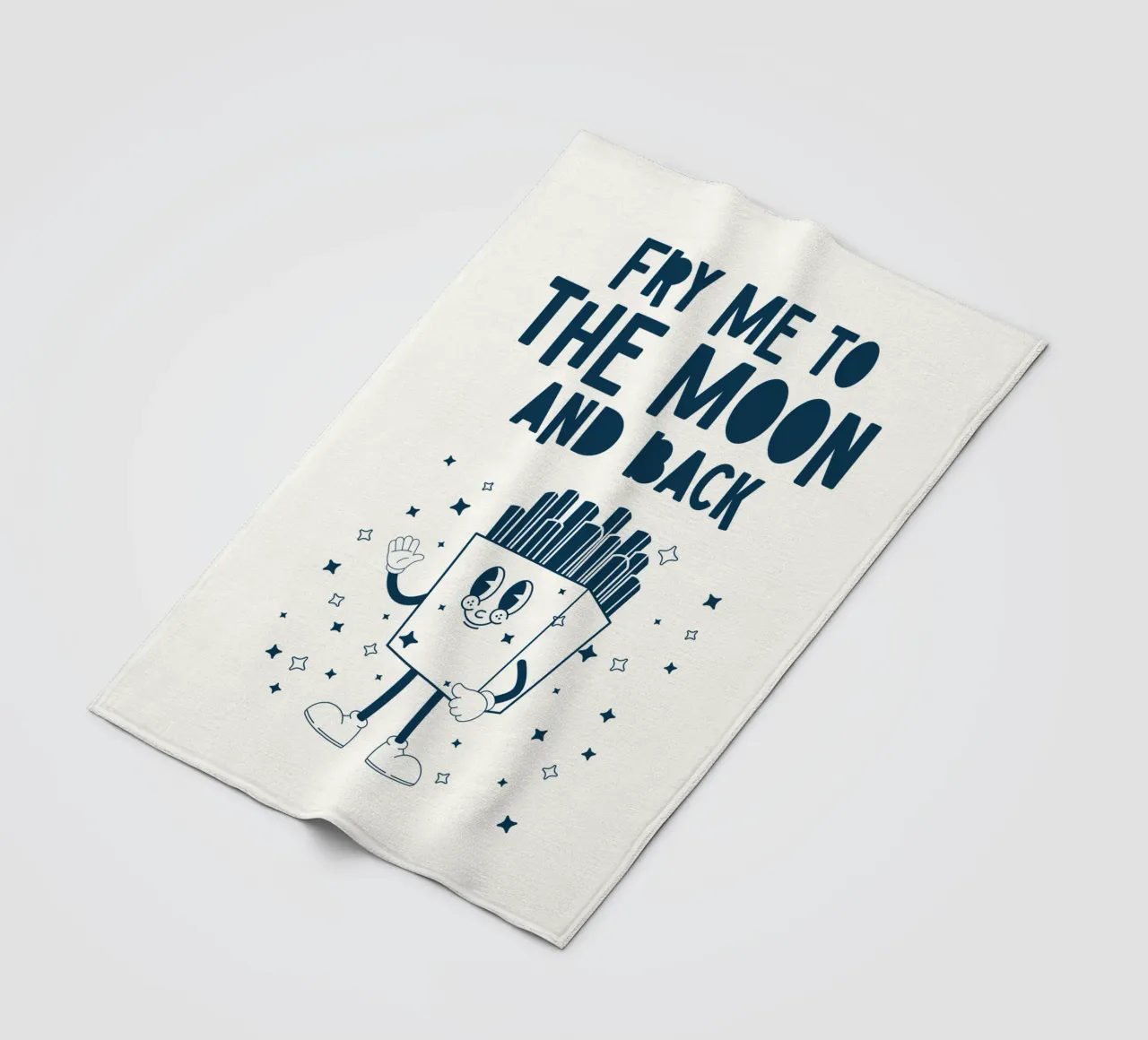 Patatine fritte retrò Personaggio Fry Me To The Moon And Back Blu Bianco coperta in pile da Studio Frances M