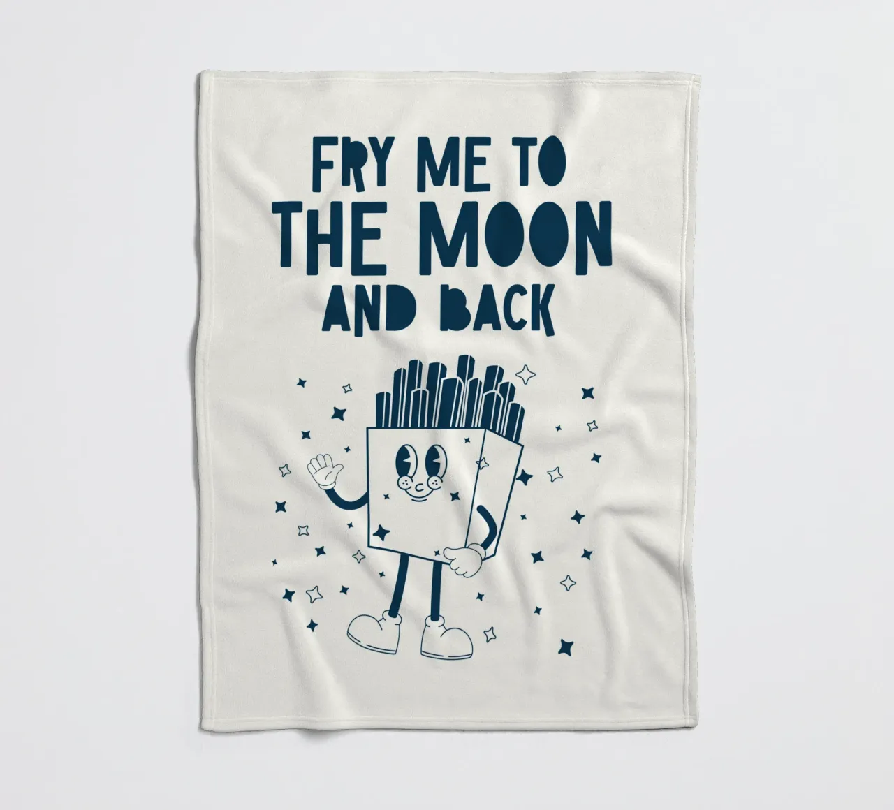Patatine fritte retrò Personaggio Fry Me To The Moon And Back Blu Bianco coperta in pile da Studio Frances M