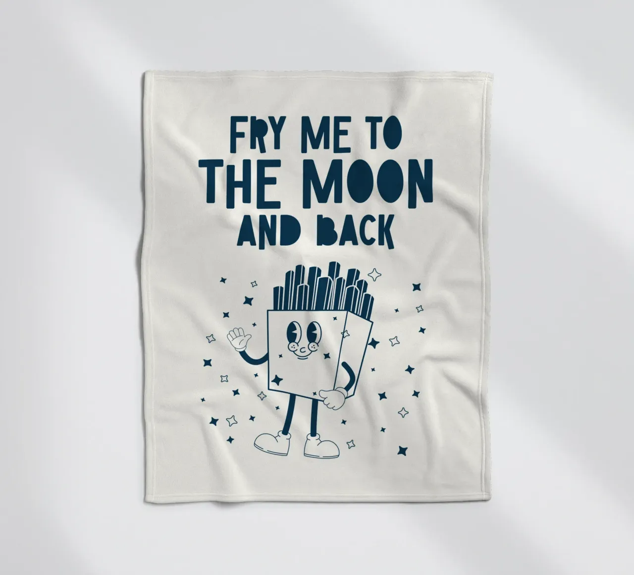 Patatine fritte retrò Personaggio Fry Me To The Moon And Back Blu Bianco coperta in pile da Studio Frances M