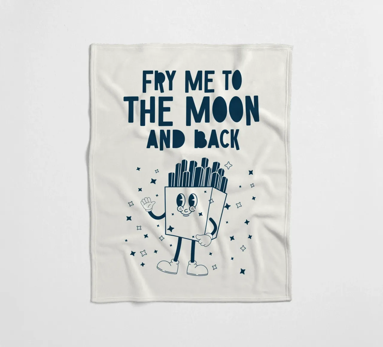 Patatine fritte retrò Personaggio Fry Me To The Moon And Back Blu Bianco coperta in pile da Studio Frances M
