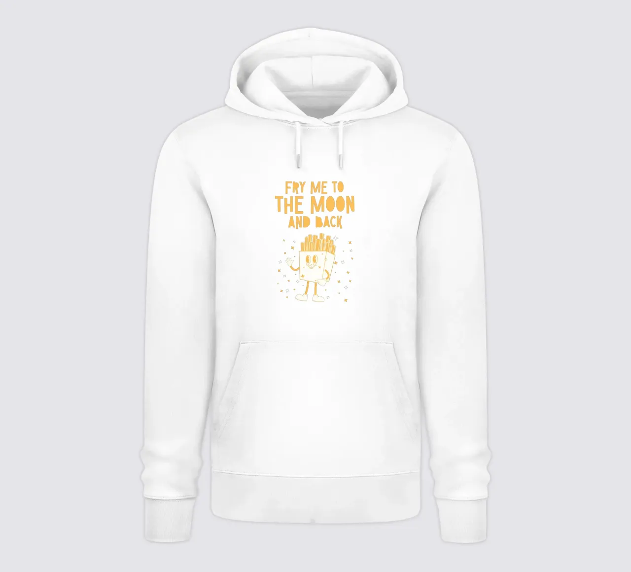 Retro Pommes Caractère Fry Me To The Moon And Back Jaune Blanc sweat à capuche de Studio Frances M