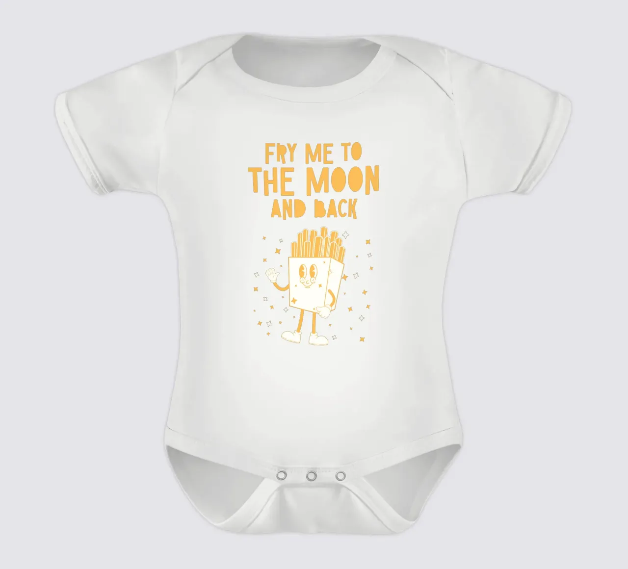 Retro Pommes Caractère Fry Me To The Moon And Back Jaune Blanc body bébé de Studio Frances M