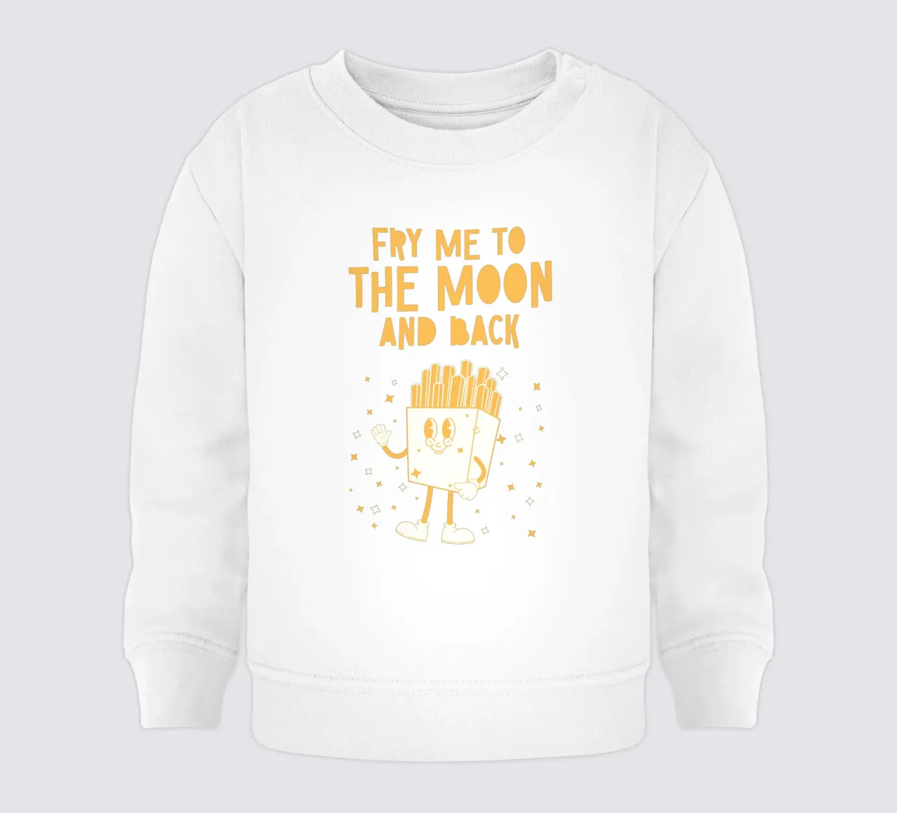 Retro Fries Character Fry Me To The Moon And Back Amarillo Blanco sudadera de bebé de Studio Frances M