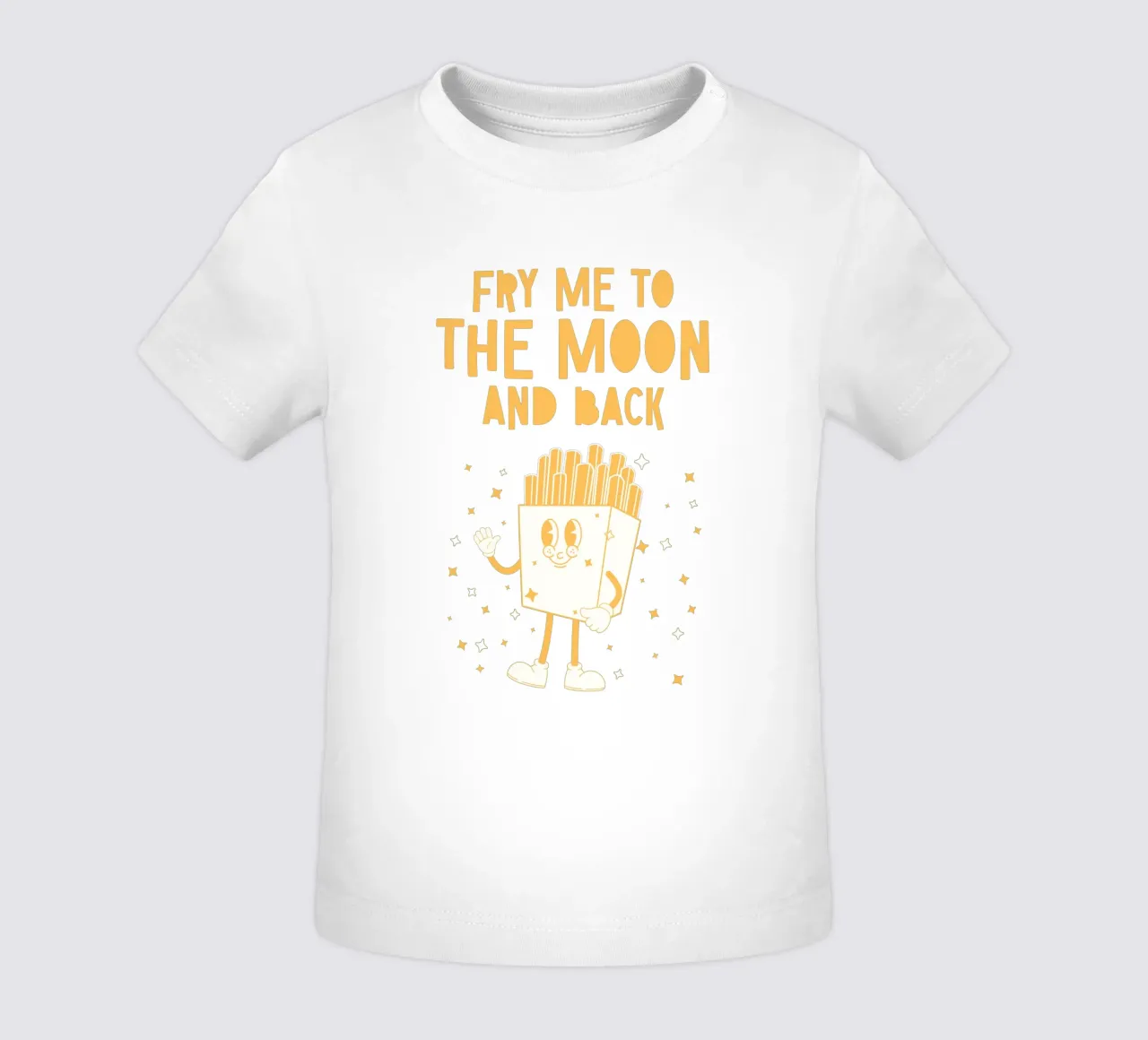 Retro Pommes Caractère Fry Me To The Moon And Back Jaune Blanc t-shirt pour bébé de Studio Frances M