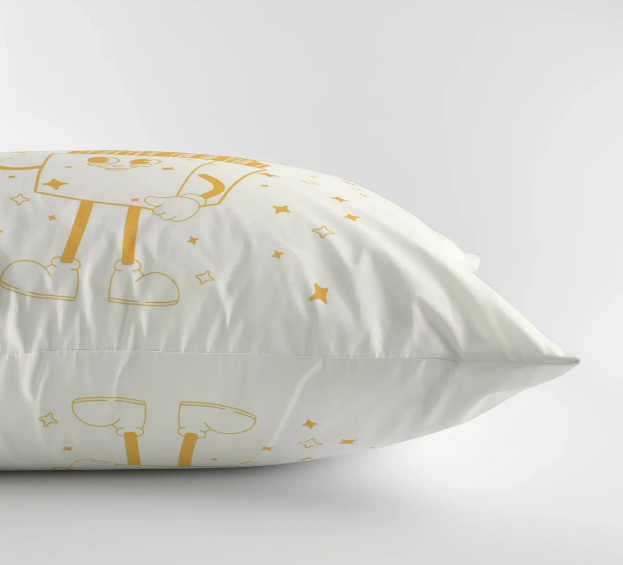 Retro Pommes Caractère Fry Me To The Moon And Back Jaune Blanc coussin de Studio Frances M