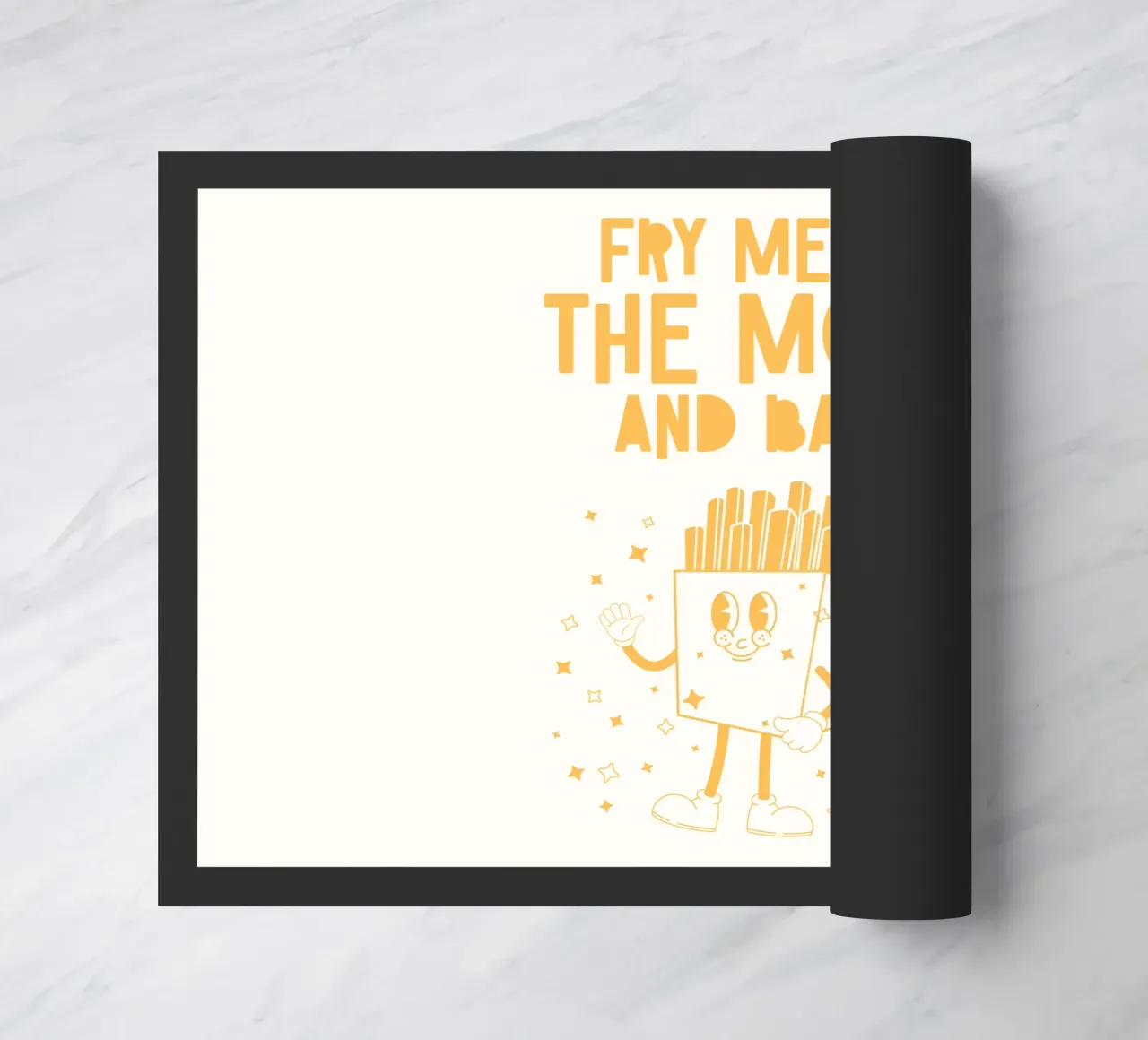 Retro Pommes Caractère Fry Me To The Moon And Back Jaune Blanc paillasson de Studio Frances M