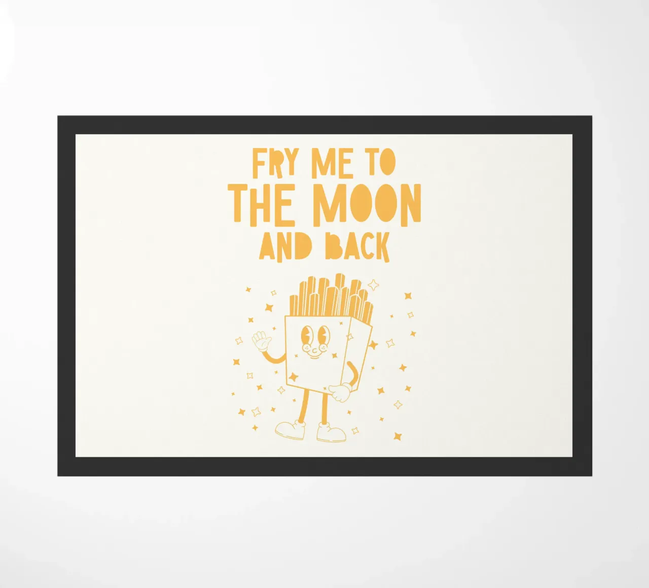 Retro Pommes Caractère Fry Me To The Moon And Back Jaune Blanc paillasson de Studio Frances M
