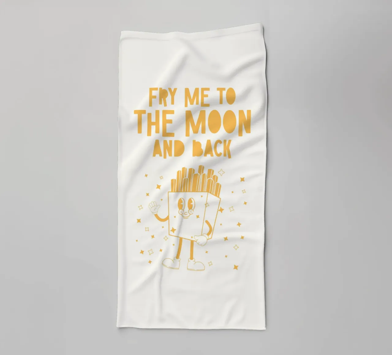 Patatine fritte retrò Personaggio Fry Me To The Moon And Back Giallo Bianco asciugamano da bagno da Studio Frances M
