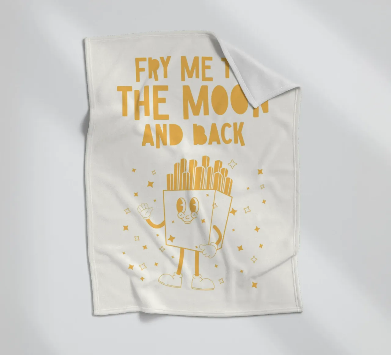 Retro Pommes Caractère Fry Me To The Moon And Back Jaune Blanc plaid polaire de Studio Frances M