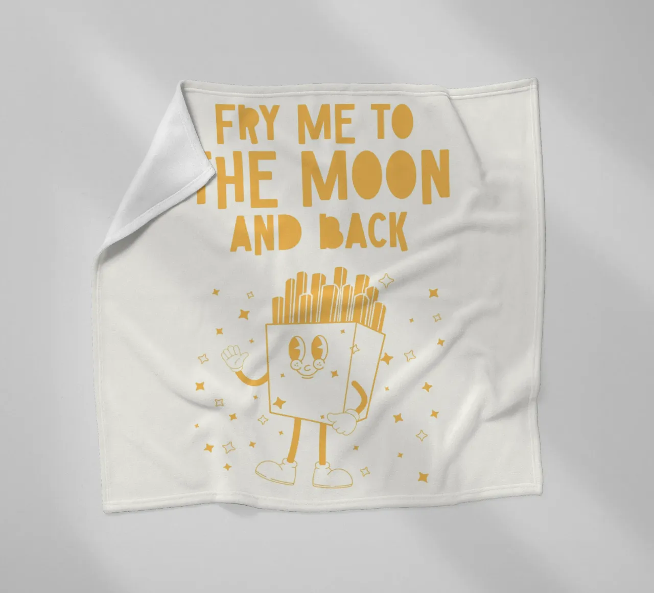 Retro Pommes Caractère Fry Me To The Moon And Back Jaune Blanc plaid polaire de Studio Frances M