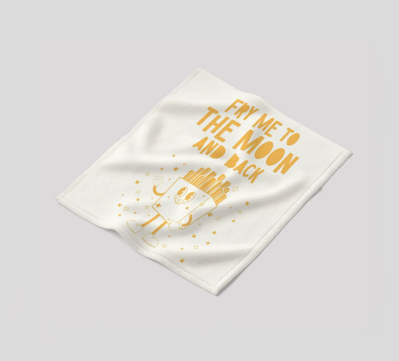 Retro Pommes Caractère Fry Me To The Moon And Back Jaune Blanc plaid polaire de Studio Frances M
