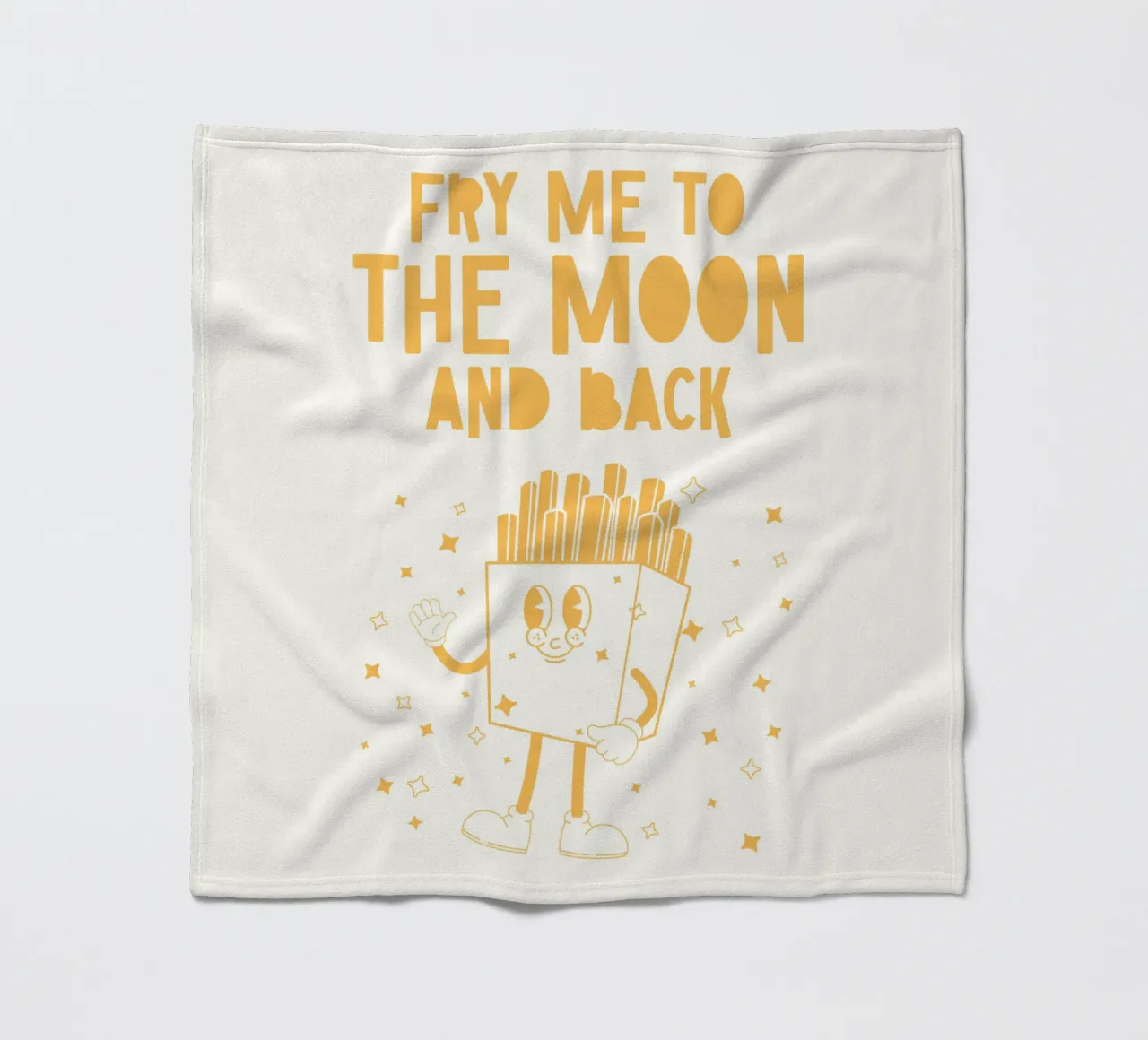 Retro Pommes Caractère Fry Me To The Moon And Back Jaune Blanc plaid polaire de Studio Frances M