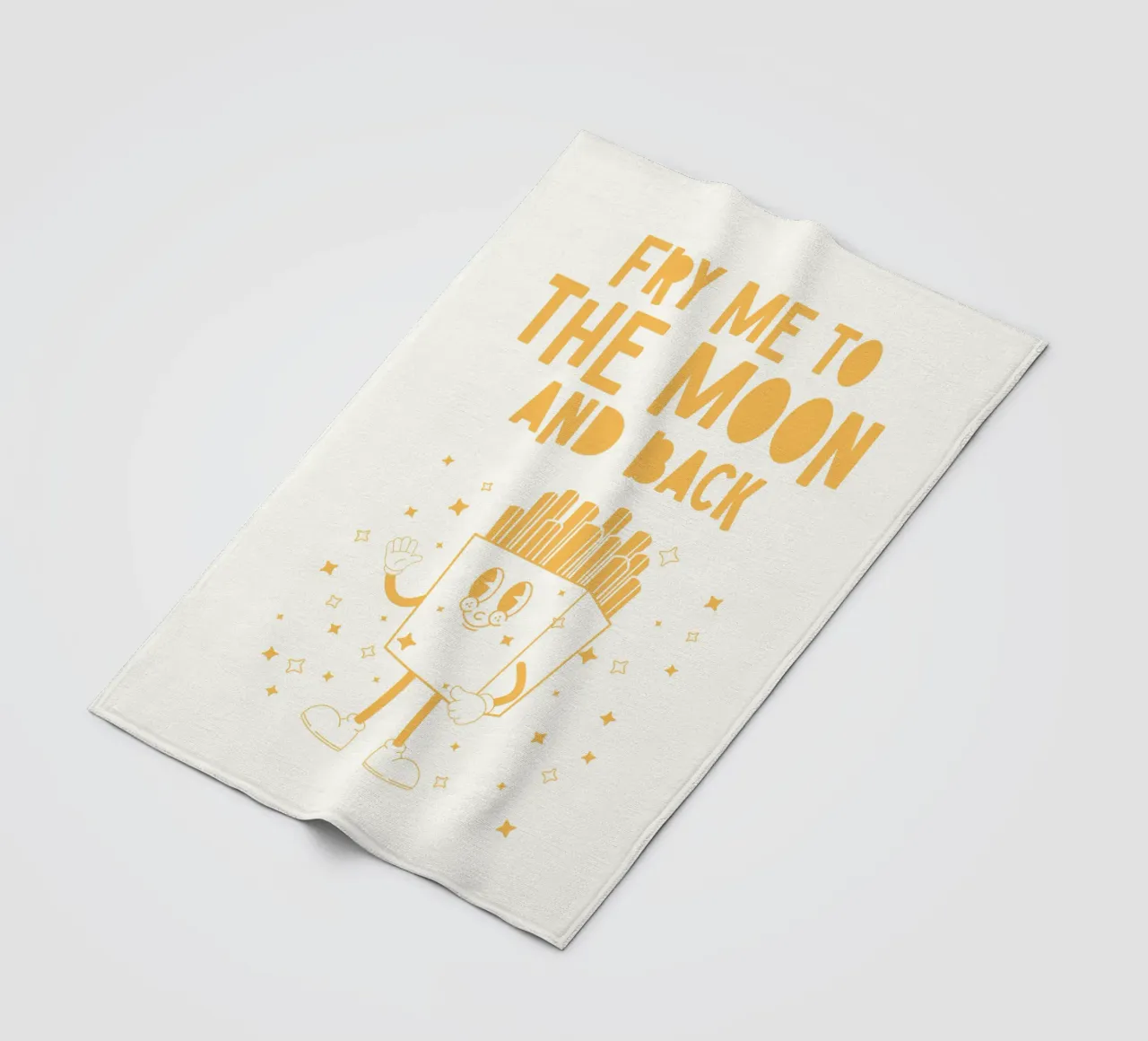 Retro Pommes Caractère Fry Me To The Moon And Back Jaune Blanc plaid polaire de Studio Frances M