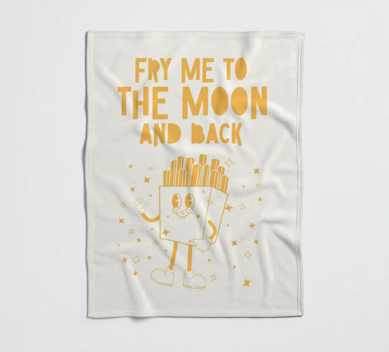 Retro Pommes Caractère Fry Me To The Moon And Back Jaune Blanc plaid polaire de Studio Frances M