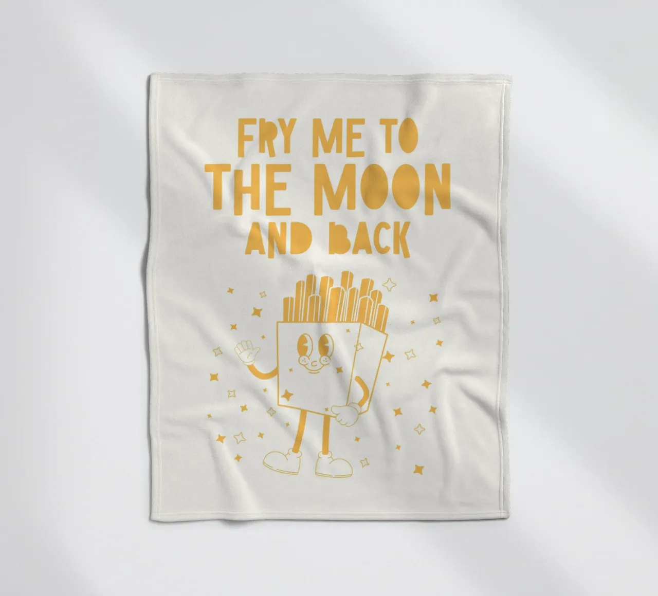 Retro Pommes Caractère Fry Me To The Moon And Back Jaune Blanc plaid polaire de Studio Frances M