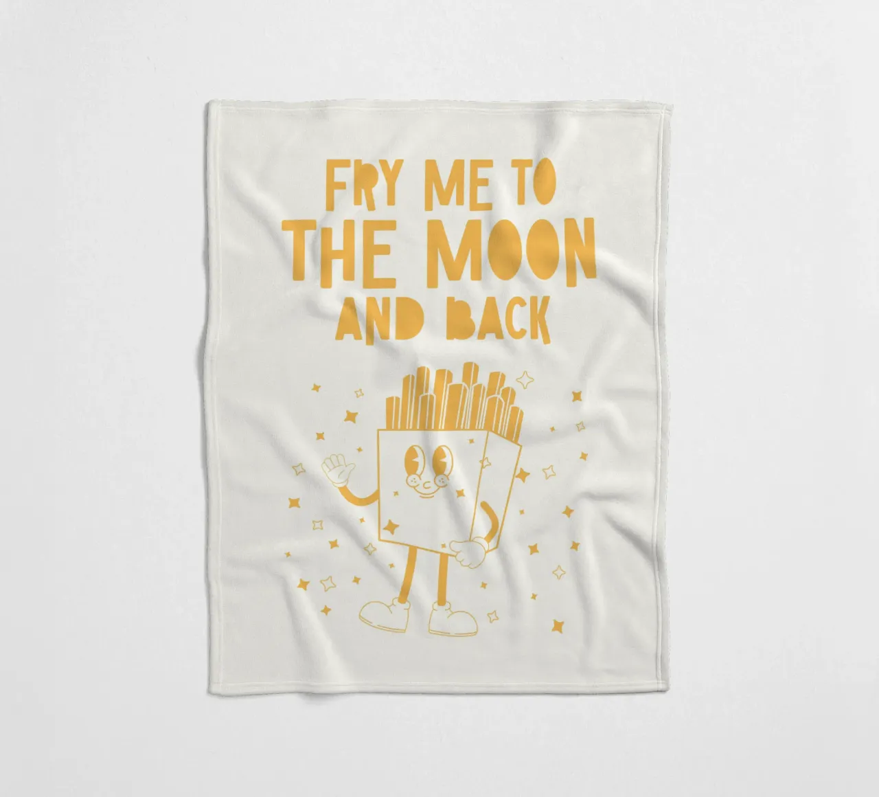 Retro Pommes Caractère Fry Me To The Moon And Back Jaune Blanc plaid polaire de Studio Frances M