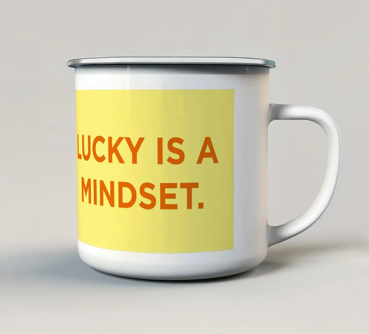 Lucky is a mindset. tazza in smalto da Art Fart