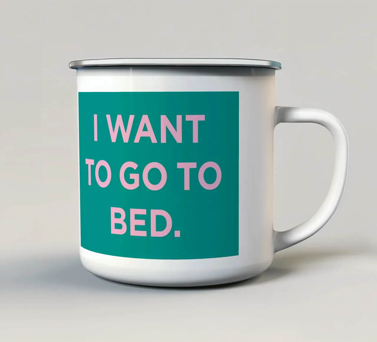 I want to go to bed. tazza in smalto da Art Fart