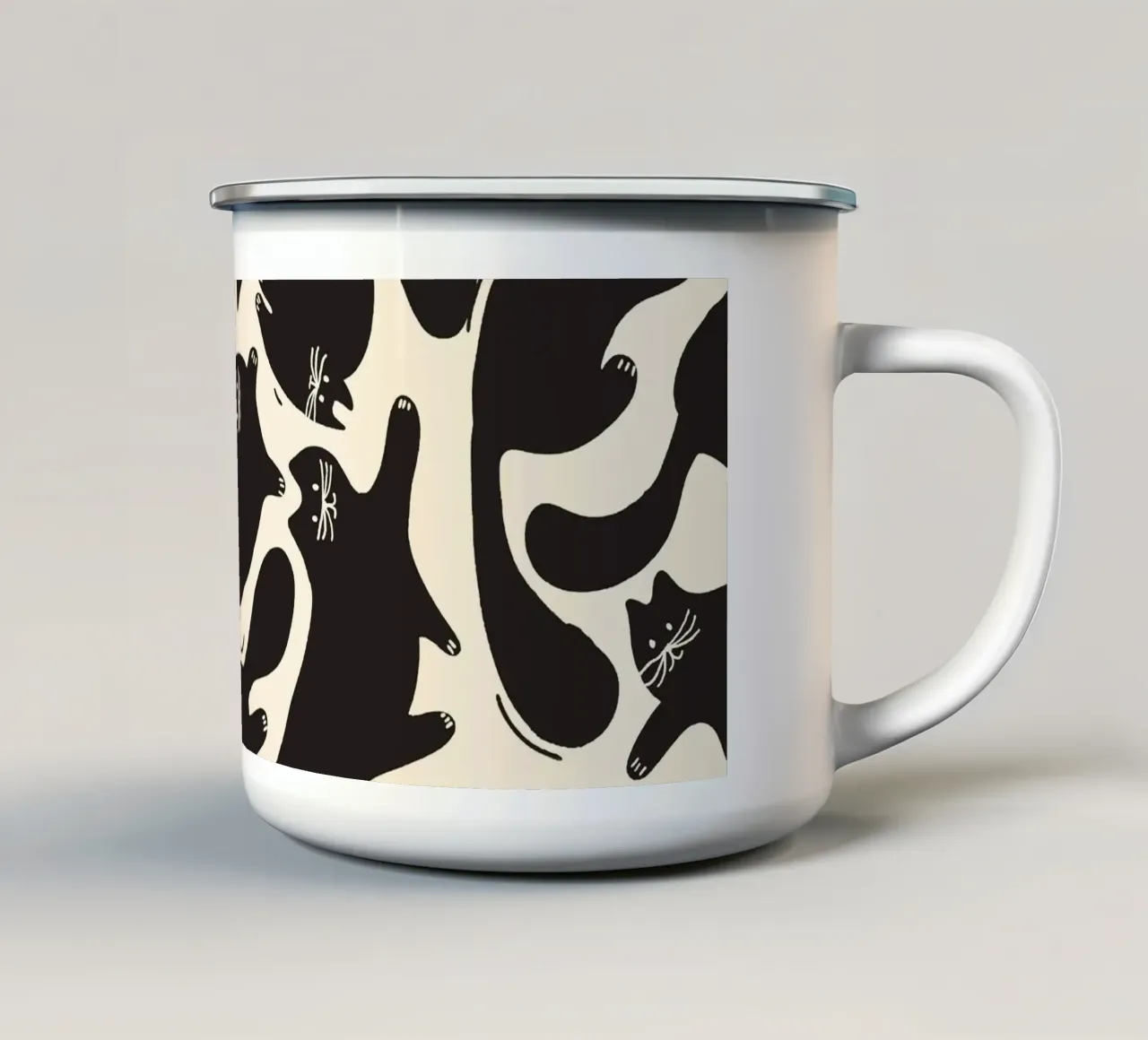 Speelse Zwarte Katten - Halloween Patroon Print emaille mok van showmemars