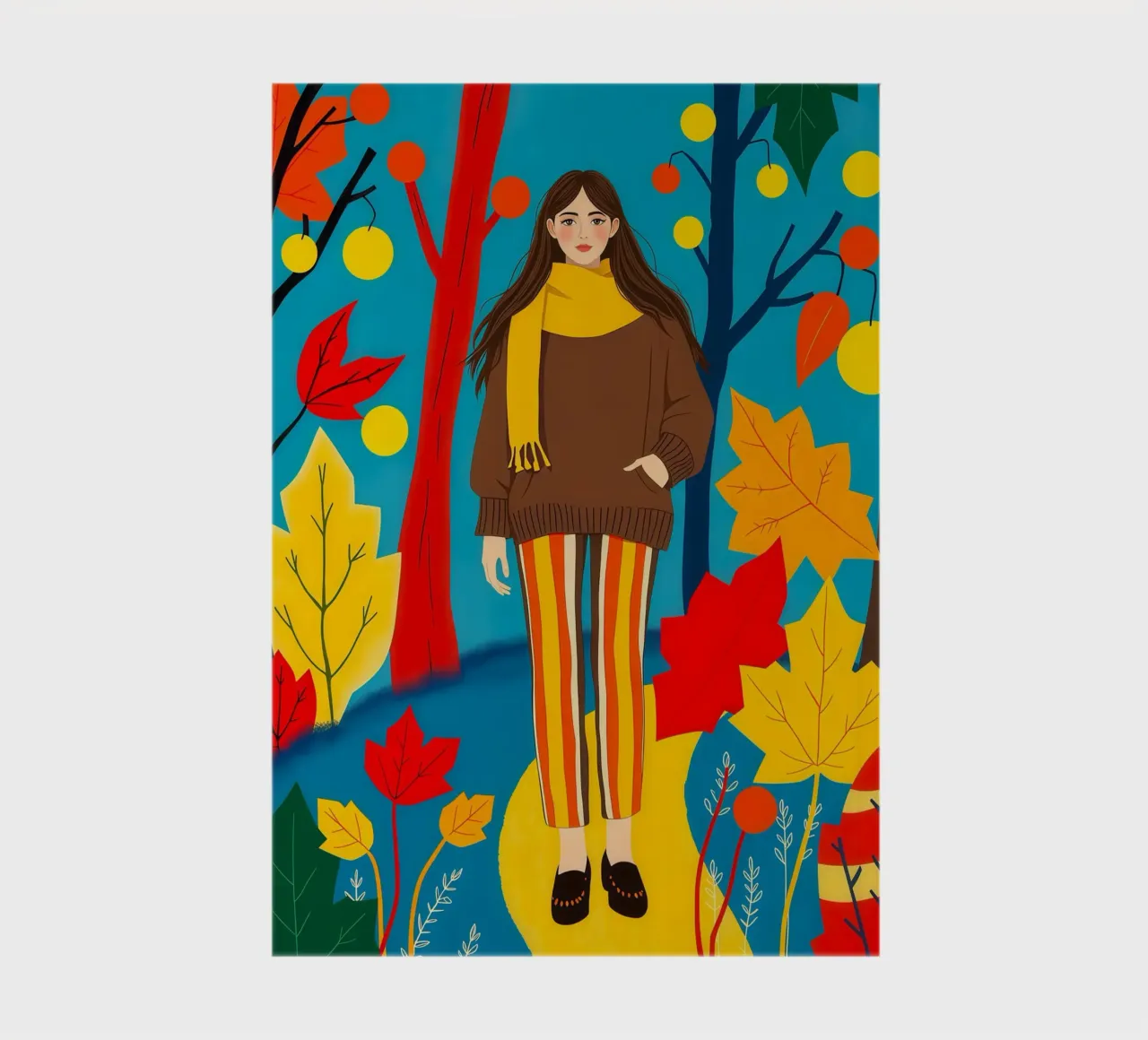 Femme marchant dans une forêt d'automne carnet de notes de ARTOMATIC