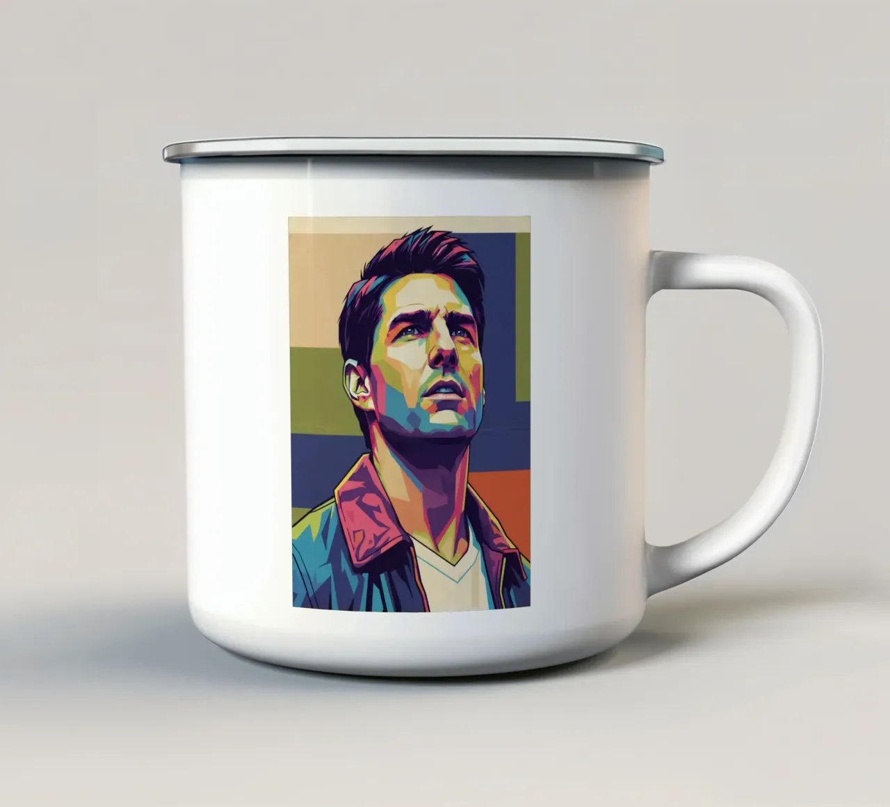 Ritratto pop art di Tom Cruise tazza in smalto da Hantamrata
