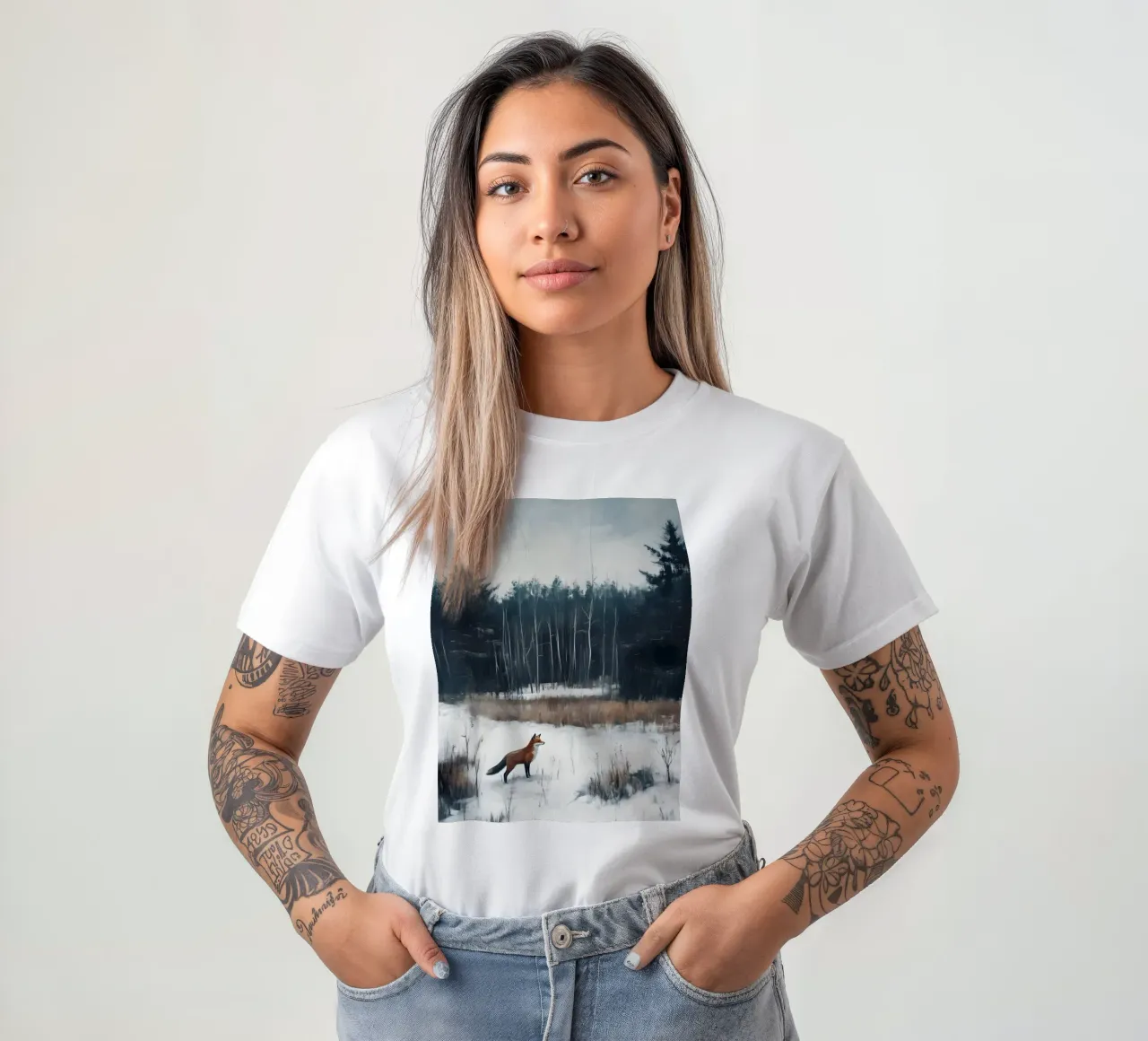 Volpe invernale nella foresta t-shirt da Studio Vibe