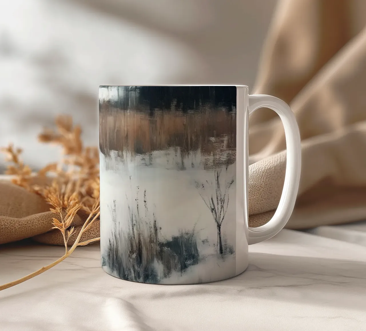 Volpe invernale nella foresta tazza in ceramica da Studio Vibe