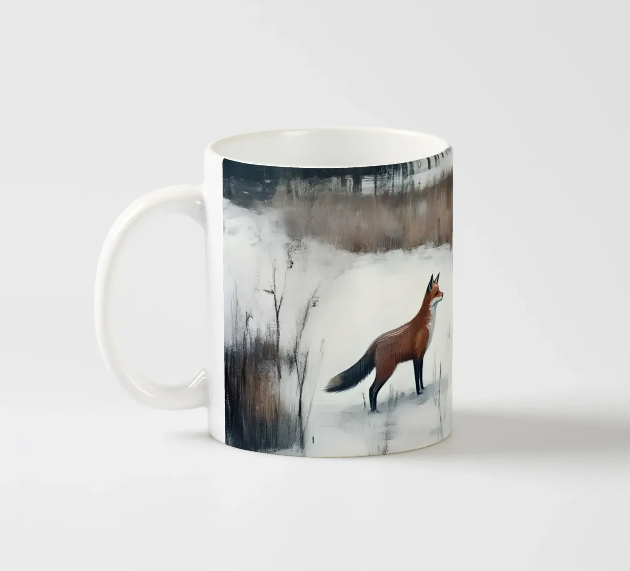 Volpe invernale nella foresta tazza in ceramica da Studio Vibe