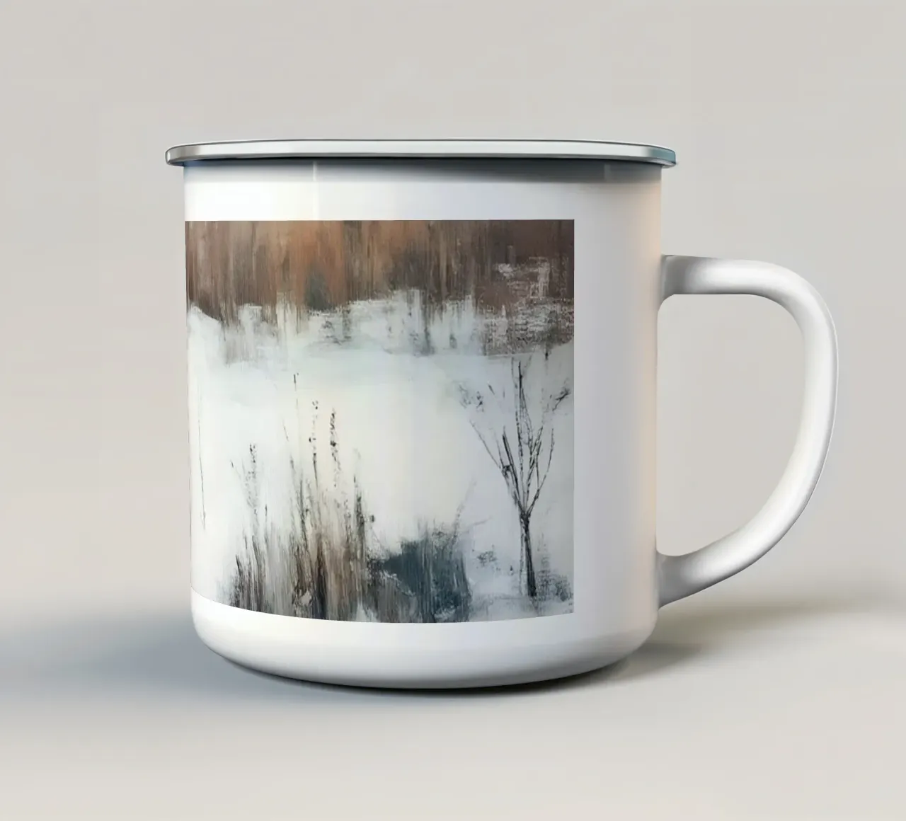 Volpe invernale nella foresta tazza in smalto da Studio Vibe