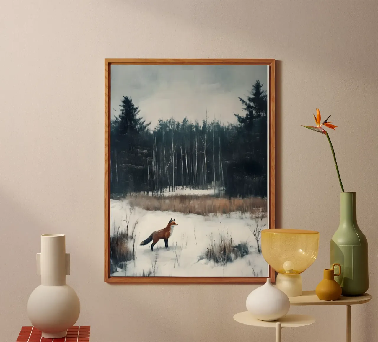 Volpe invernale nella foresta alluminio dibond da Studio Vibe