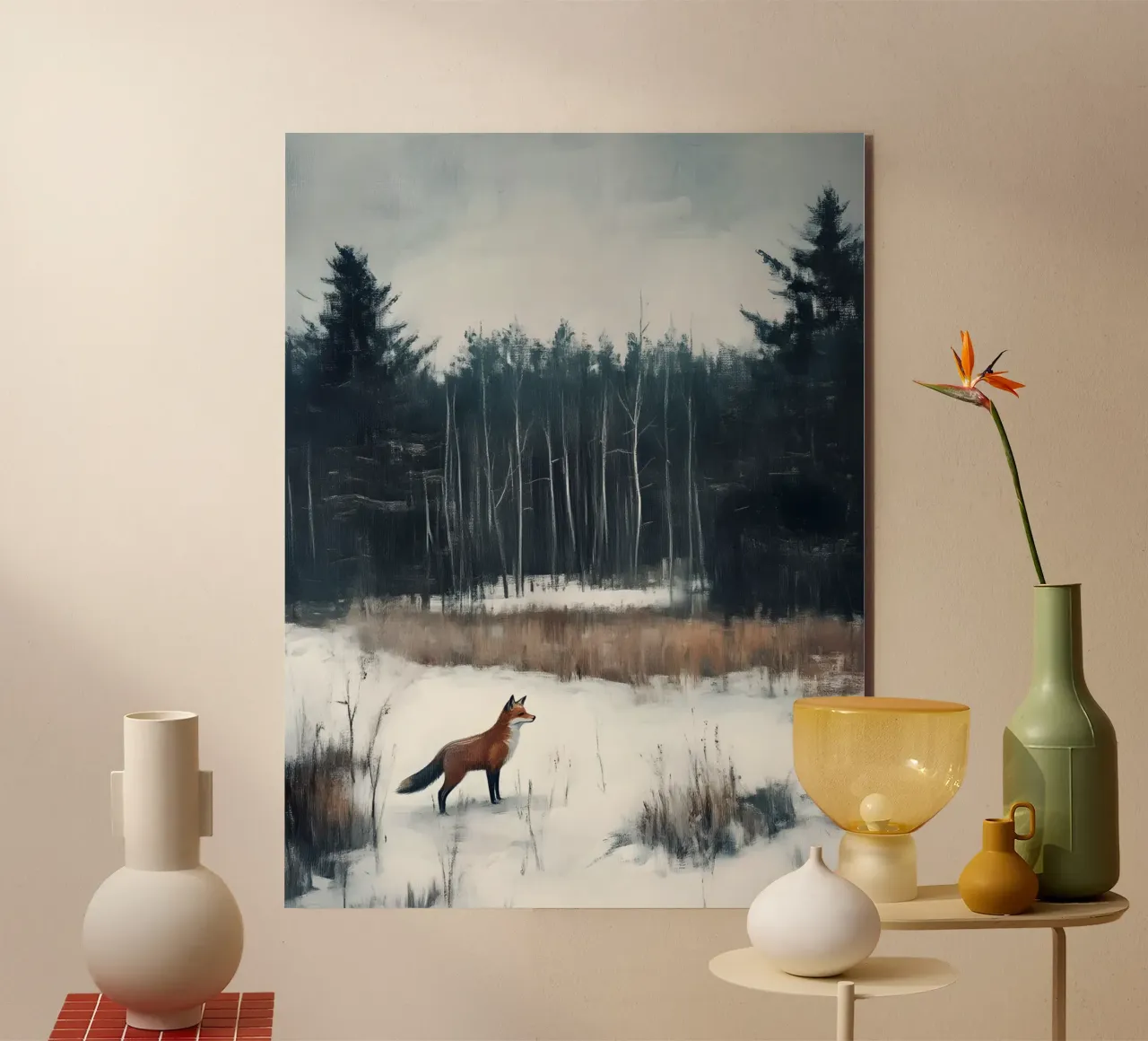 Volpe invernale nella foresta alluminio dibond da Studio Vibe
