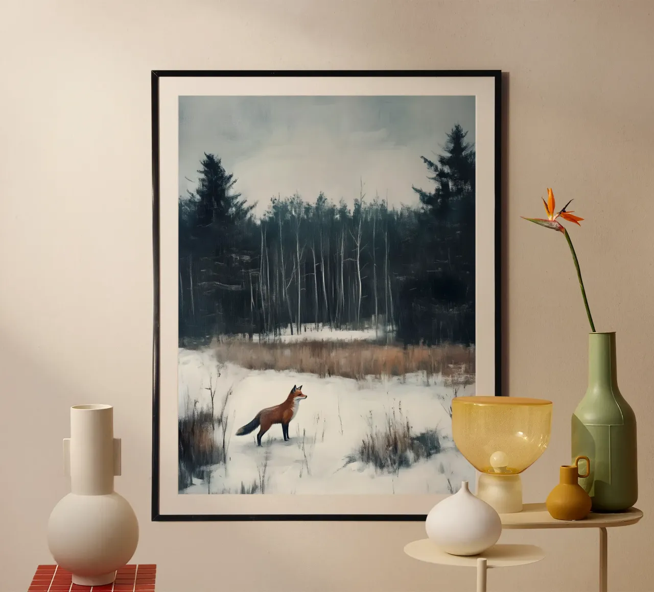 Volpe invernale nella foresta carta hahnemühle da Studio Vibe